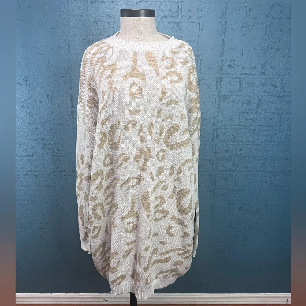 Womens leopard print oversized neutral sweater‎ /  dress